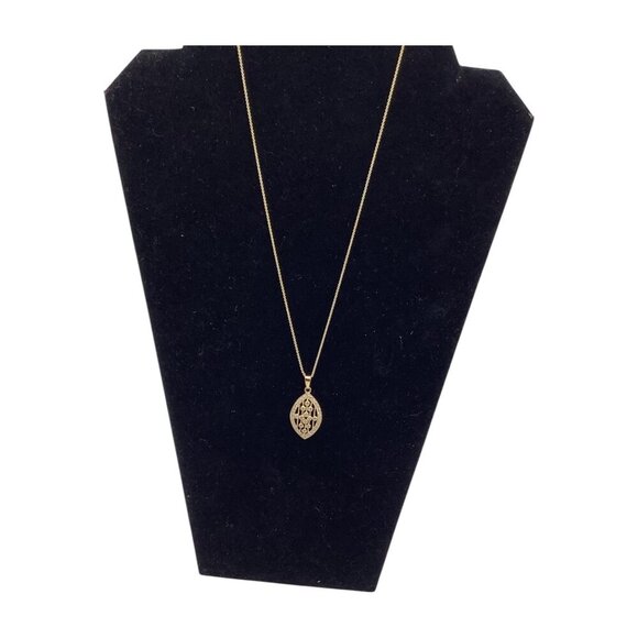 Gold Tone Raindrop Pendant Necklace With Round Cut CZ Accent 18" Chain Length - Picture 6 of 7